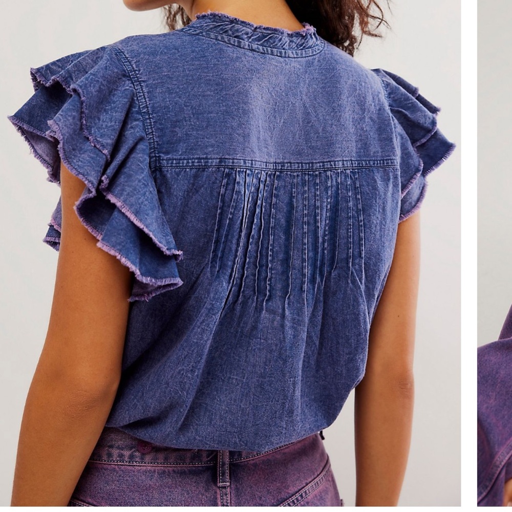 NWT Free People Naya Denim Top, XS - Picture 2 of 4